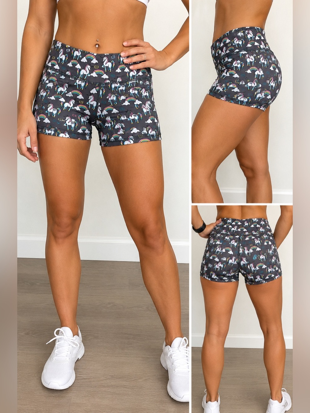 IAB MFG Unicorn Rainbow Print Workout Shorts Women’s Size Small 6